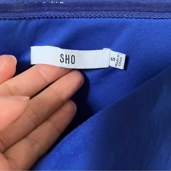 Tadashi Soji SHO Off-Shoulder Puff-Sleeve Taffeta Dress in Blue S NWT - Picture 7 of 16